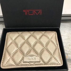 Tumi Gold Quilted Card Case.Montague.SLG. NWT.